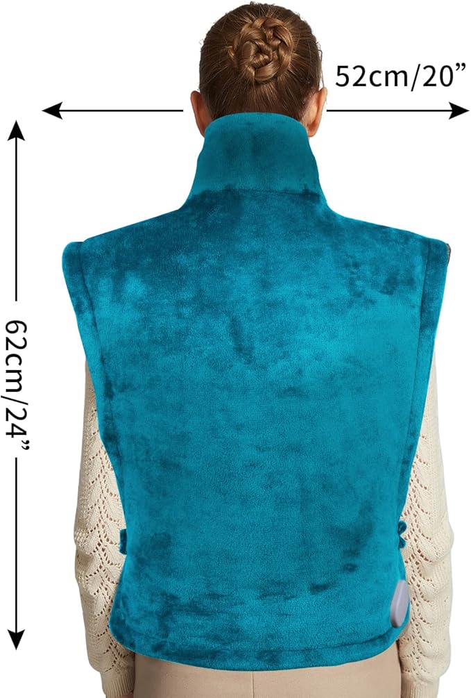 Ruqiji 26" x 35" Neck&Shoulder&Back Heating Pad with12 Temperature Settings, Pain Relief for Back/Neck/Shoulders/Menstrual Pain, Christmas Gifts for Women Men Mom Dad-Light Teal