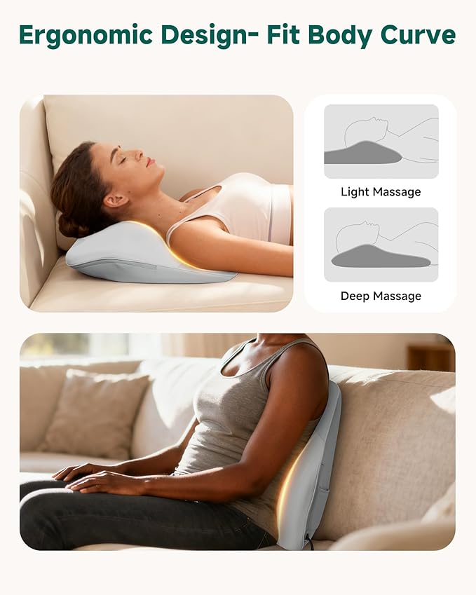 Snailax Shiatsu Back Massager with Heat, 4D Kneading Neck Massager, FSA Eligible, Back Neck Shoulder Massager for Pain Relief Deep Tissue, 3 Speed/3 Modes Portable for Home Office Car Use