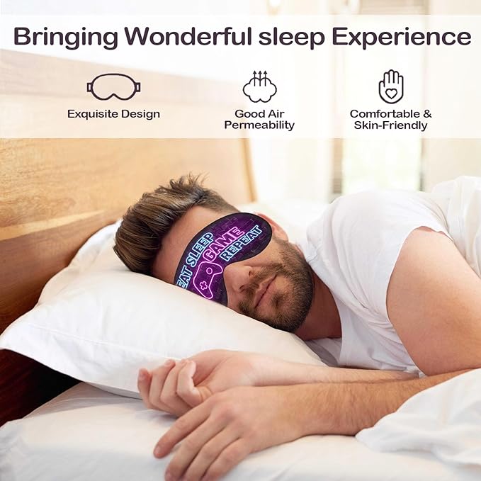 Sleep Mask for Kids Boys, Silk Eye Covers for Sleeping, Adjustable Strap & Light Blocking Design, Adult Children's Bedtime Blindfold for Travel and Home Use