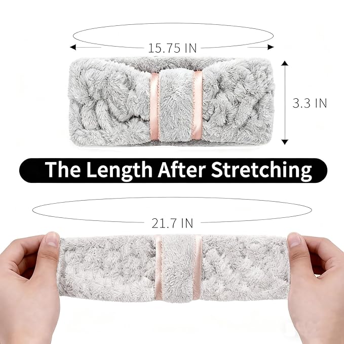 4 Pack Microfiber Towel Headbands for Washing Face, Spa & Skincare for Women (Beige, Flesh Pink, Grey, Green)