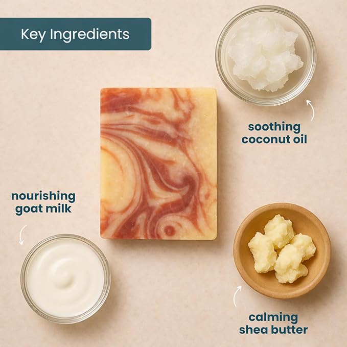 Goat Milk Soap Bar, Cherry Almond - Premium, Handmade w/Real Milk in USA - Hand & Body Goat Soap - Dry Skin, Gentle, No Dyes - (1 Large, 5oz)