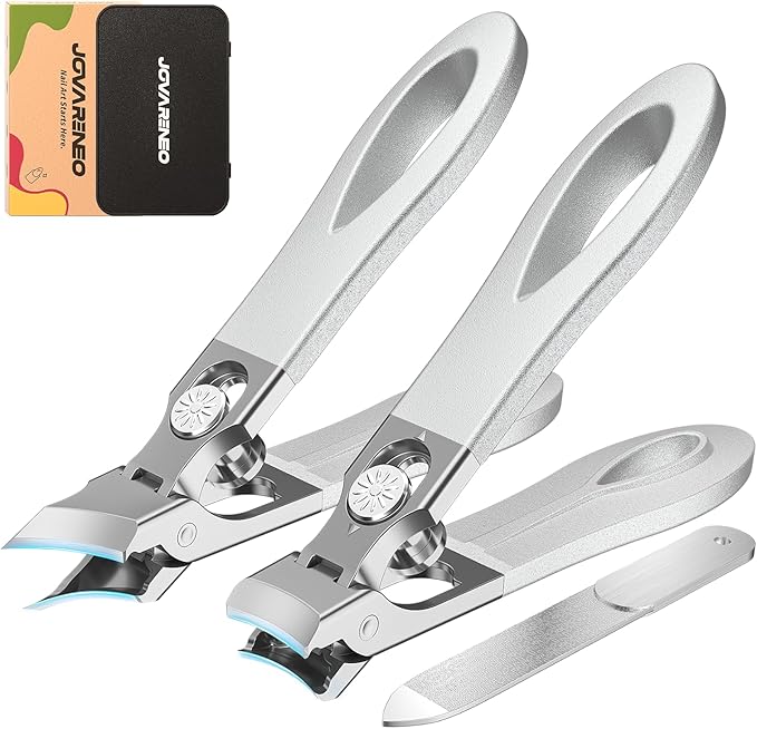 Toenail Clippers for Thick Toenails, Wide Jaw Opening Nail Clippers for Men, Heavy Duty Ingrown Toenail Clippers Nail Cutters, Eagle Beak Slanted Nail Clippers，3-Piece Set with Case