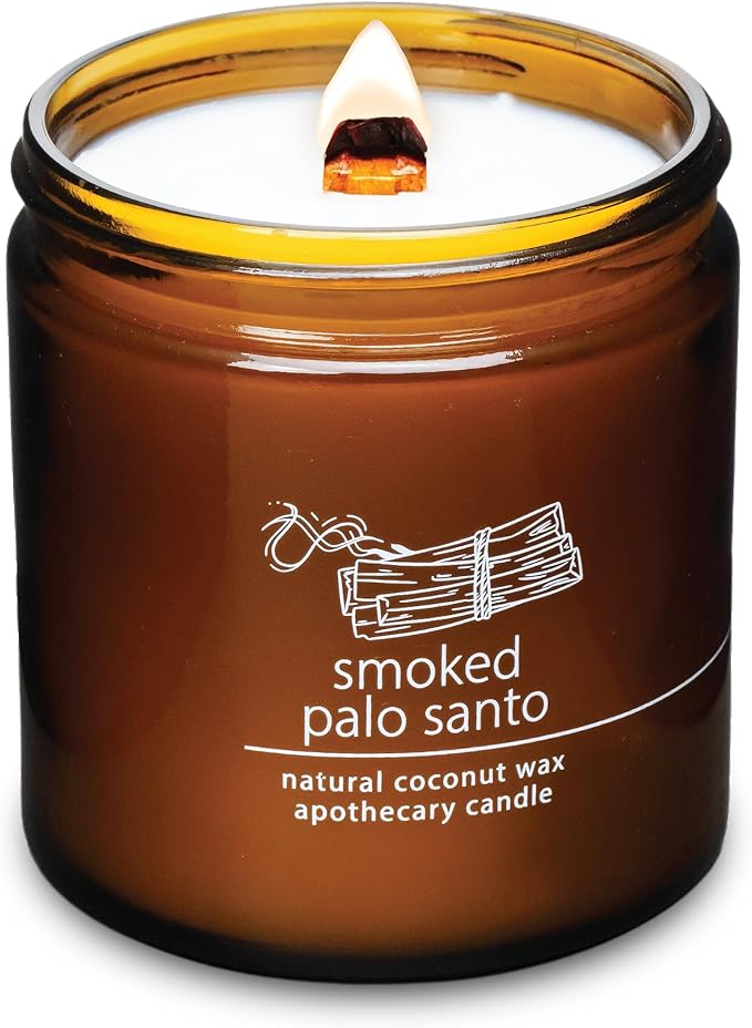 Hemlock Park Smoked Palo Santo Apothecary Hand-Poured Scented Candle | Crackling Wood Wick, Botanical Fragrance & Coconut Wax | Up to 90 Hour Burn Time | 16 oz