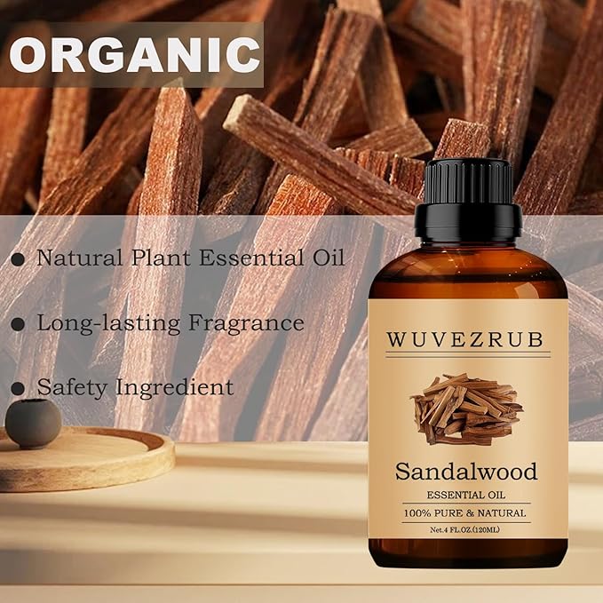 Sandalwood Essential Oils, 120ML Pure and Natural Essential Oil for Aromatherapy Diffuser - Sandalwood /4 Fl Oz
