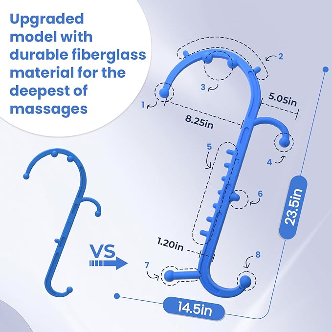 Ranarose Deep Tissue Back & Neck Massager - Back Massager Stick for Pain Relief, Muscle Knot Remover, Trigger Point Massage Tool for Full Body, Shoulders, Legs - Pressure Point Massage Tool (Blue)