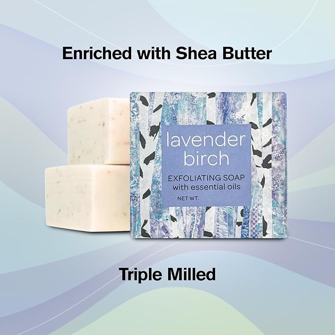 Greenwich Bay Mini Botanical Soap Bars – 12 Pack 1.9 oz Each – Individually Wrapped Guest Soaps for Airbnb, Spa, Travel, Bath – Travel Size Bar Soap Set, Lavender Birch