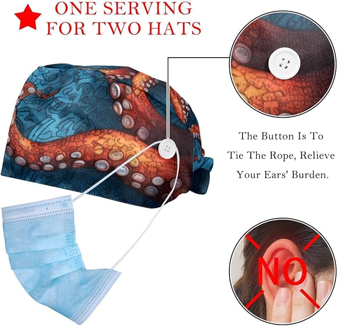 Women's Working Caps with Scrunchies Tarot Pattern Background Lace-Up Hat Unisex Hair Covers One Size
