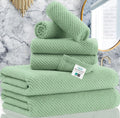 VOOVA & MOVAS Green Towels for Bathroom - 100% Cotton | Quick Dry | Lightweight | Thick | Soft, 6 Piece Towel Set, 2 Large Bath 30"x56", 2 Hand 18"x28", 2 Wash Cloths 13"x13", Towel Gift Set, Mint