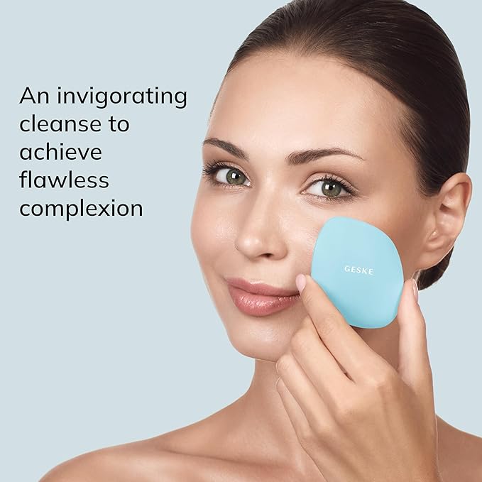 GESKE SmartAppGuided™ Facial Brush | 4 in 1 | Professional Facial Cleansing Brush | Skin Cleansing Silicone Facial Brush | Routine Skincare | Gentle Cleansing | Facial Cleanser