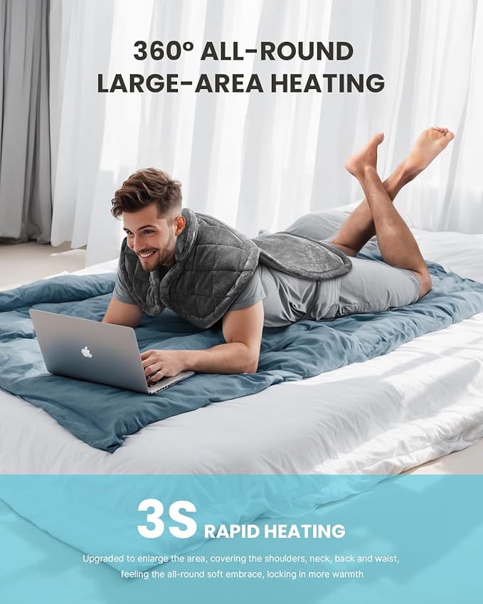 iDOO Heating Pad for Back Pain Relief, Birthday Mothers Day Gifts for Mom Women, FSA Eligible Items, Weighted Electric Heat Pad for Neck and Shoulders, 24"x37" Large Back Heated Wrap, ETL Certified