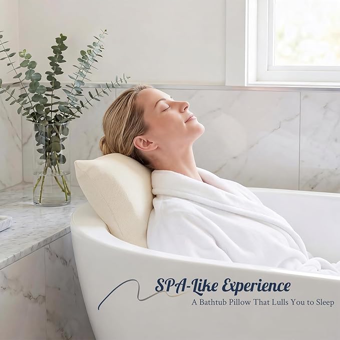 Luxury Bathtub Pillow, Gift for Christmas Birthday Mother's Day, Skin-Friendly Cushion, Support Back, Neck & Head, Non-Slip, Adjustable Thickness, Washable & Quick-Drying - Ideal for Home Spa Days