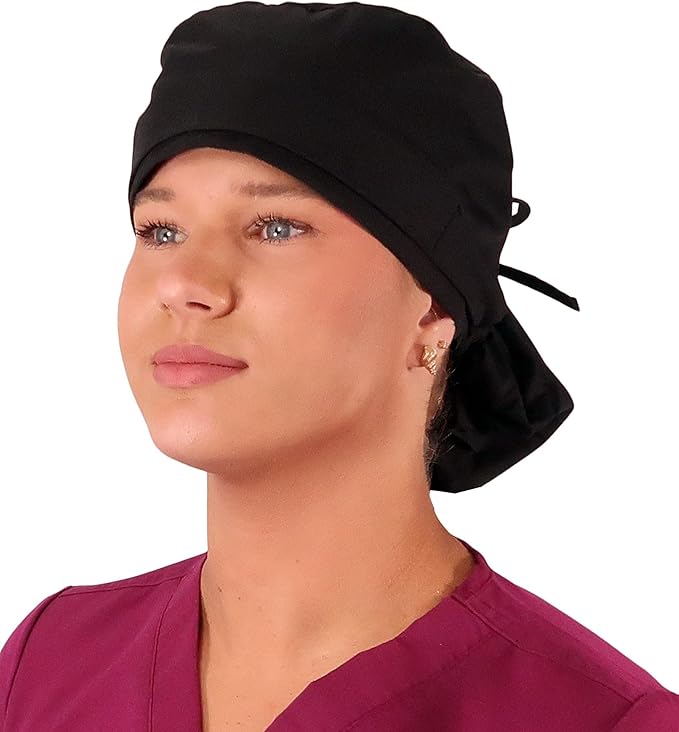 Sparkling EARTH Big Hair Ponytail Classic Surgical Style Scrub Working Cap - Made in The USA!!!