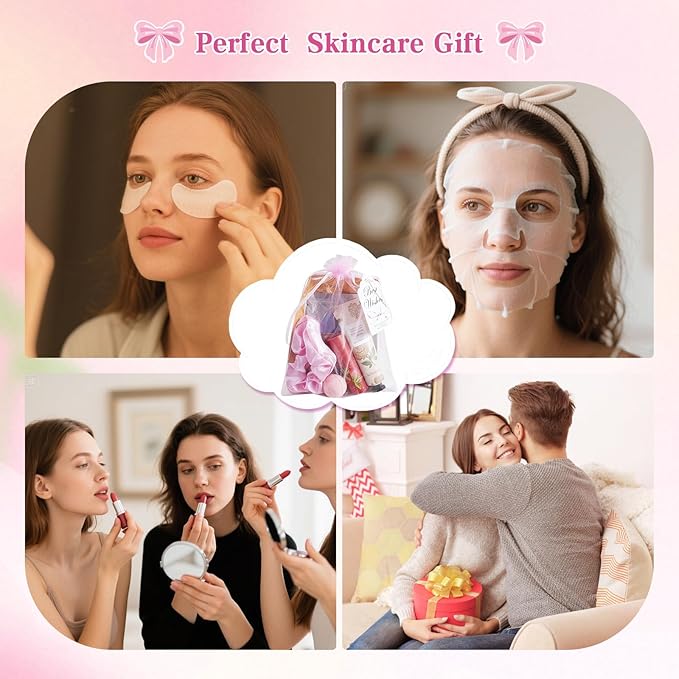 54PCS Spa Party Supplies for Girls, Spa Party Favors Include Facial Masks,Under Eye Patches, Lip Balm, Foot Bath Bombs, Hand Cream, Compressed Towel, Hair Band for Six Girls, Sleepover Party gifts