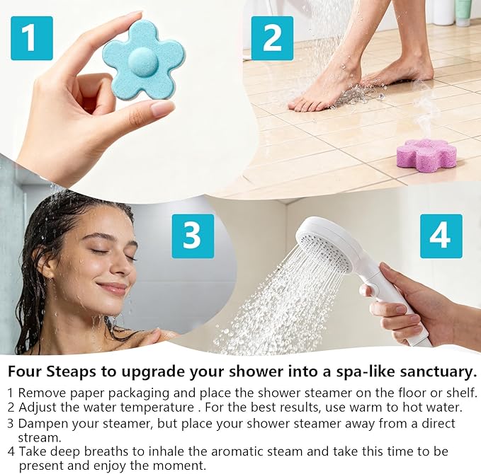 Aromatherapy Shower Steamers, Essential Oils Shower Tablets, Shower Melts, 15-Pack, 8 Assorted Scents, Mothers Day Gifts, Stocking Stuffers, Self Care Gift for Women, Mom, Her