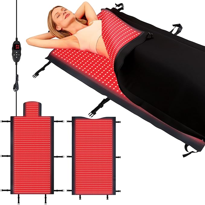 LITDUCK Body Red Light Therapy Mat, Eligible Red Light Therapy Blanket, 2in1 LEDs(660nm& 850nm), Premium Leather, Adjustable Timer & Intensity, 74.6” x 33.3” 2570 LEDs