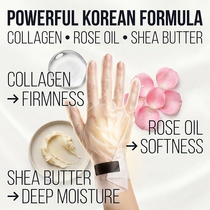 WONDER FAMILY Aqua Hand Mask – Moisturizing Gloves for Dry Cracked Hands – Collagen Overnight Hand Mask, Hand Moisturizer Cotton Gloves for Sleeping Alternative, Repairing Treatment for Women & Men
