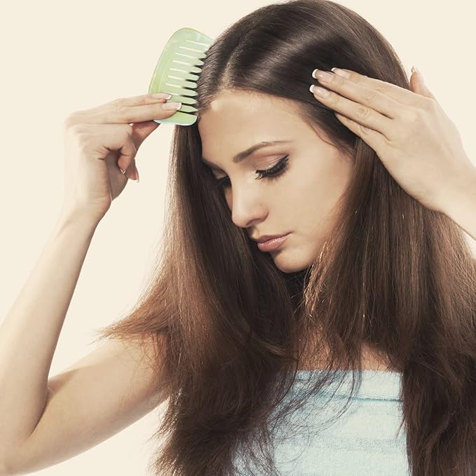 Scalp Massage Comb, Scalp Massager for Hair Growth, Head Scratcher for Itchy Scalp, Natural Gua Sha Jade Stone for Stress Relief, Meridian Brush