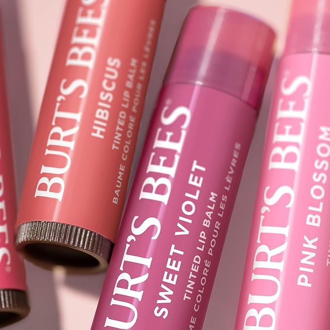 Burt's Bees Lip Tint Balm, Mothers Day Gifts, with Long Lasting 2 in 1 Duo Tinted Balm Formula, Color Infused with Deeply Hydrating Shea Butter for a Natural Buildable Finish, Pink Blossom (2-Pack)