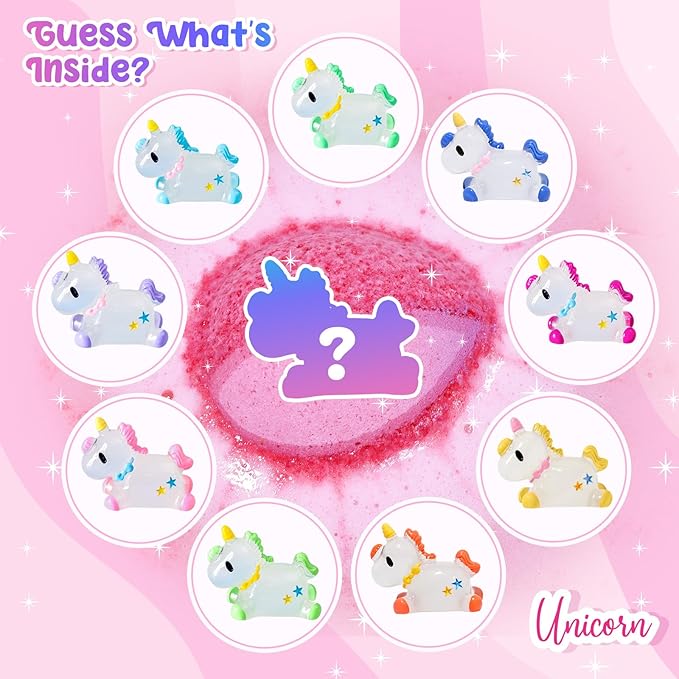 Unicorn Bath Bombs with Surprise Toys Inside, Birthday Mothers Day Gifts for Girls, 9 Packs Bubble Bath Bomb for Kids Girls Daughter Granddaughter (36+ Months)