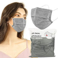 Wecolor 100 Pcs Disposable 3 Ply Earloop Face Masks for Adults, Outdoor, Airport, Farm, Garden, Non-Woven Fabric and Meltblown Fabric, Soft, Comfortable Face Mask, Anti-Fog, Wide Earbands - Gray