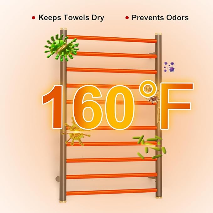 Electric Towel Warmer Rack,Heating Towel Warmer,Timer & Temperature Control,Wall-Mounted Plug-in for Bathroom,Brushed Gungrey,Stainless Steel,10-Bar(31.5x20.08x4.41in)