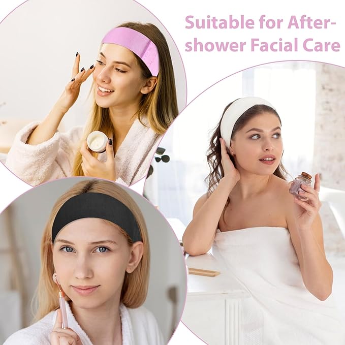 30Pcs Disposable Spa Facial Headbands, Non-Woven Stretch Disposable Headbands Soft SkinCare Facials Headwraps for Women Facial Washing Shower Sport Esthetician Adjustable Spa Headband