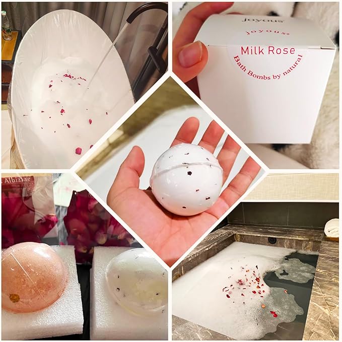 Bath Bombs for Women Spa Gift Set with Lemon Peach and Rose Milk Essential Oils Sea Salt Relaxing Birthday Gift for Her Bubble Bath Skincare Relaxation Aromatherapy Gifts 2 Pack
