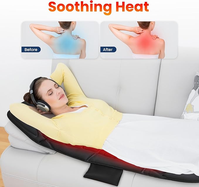 COMFIER Full Body Massage Mat with Heat, Back Massager with 10 Vibration Motors, 4 Heating Zones, Foldable Relaxation Pad for 3 Adjustable Intensity– Vibration Massage Only, Mothers Day Gift