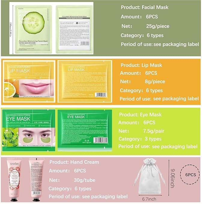 42 PCS Spa Party Supplies for Women,Spa Party Favors, Facial Masks,Under Eye Patches,Hand Cream, Lip mask,Headband,Sleepover Party Favors,Spa Kit Mothers Day Gifts for Women,Baby Shower favors