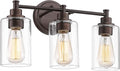 FEMILA 3-Light Vanity Light,Farmhouse Bathroom Light Fixtures,Metal Wall Sconce with Clear Glass Shade,Oil Rubbed Bronze Finish,4FYC56B-3W ORB