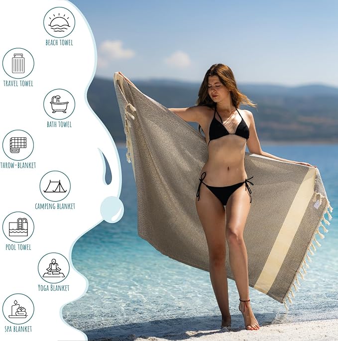 Turkish Beach Towel Oversized Clearance XL 40x71- Sand Free - 100% Cotton Soft Quick Dry - Extra Large Blanket Travel and Pool Towels for Adults- Cloud Sandproof, Beach Essentials for Women