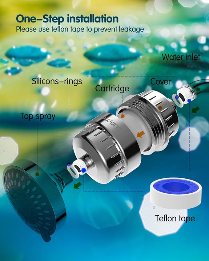 15 Stage Shower Filter Cartridge,High output Universal replacement filter cartridge, Remove Chlorine Heavy Metals and Other Sediments, VitaminC Water Softener Reduces Dry Itchy Skin Dandruff BWDM(4X)
