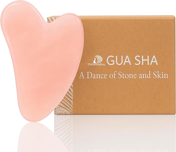 Rose Quartz Gua Sha Facial Tool Heart-Shaped Crystal for Puffiness, Lymphatic Drainage & Facial Sculpting – Hand-Carved Brazilian Stone for Face, Neck & Body