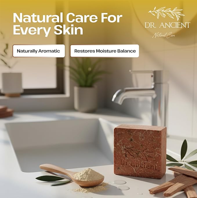 Dr.Ancient Sandalwood Soap Bar, Organic Soap Bars Handcrafted the Traditional Way, Natural Chemical-Free, Vegan, Used for Face Wash, Body Wash, and Hand Cleansing, Moisturizing, Nourishing Care
