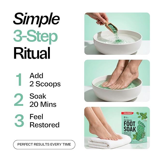 Tea Tree Oil Foot Soak with Epsom Salt - For Toenail Repair, Odor Elimination & Softening Calluses - Soothes Tired, Sore Feet & Itchy Skin - Made in USA, 16 oz