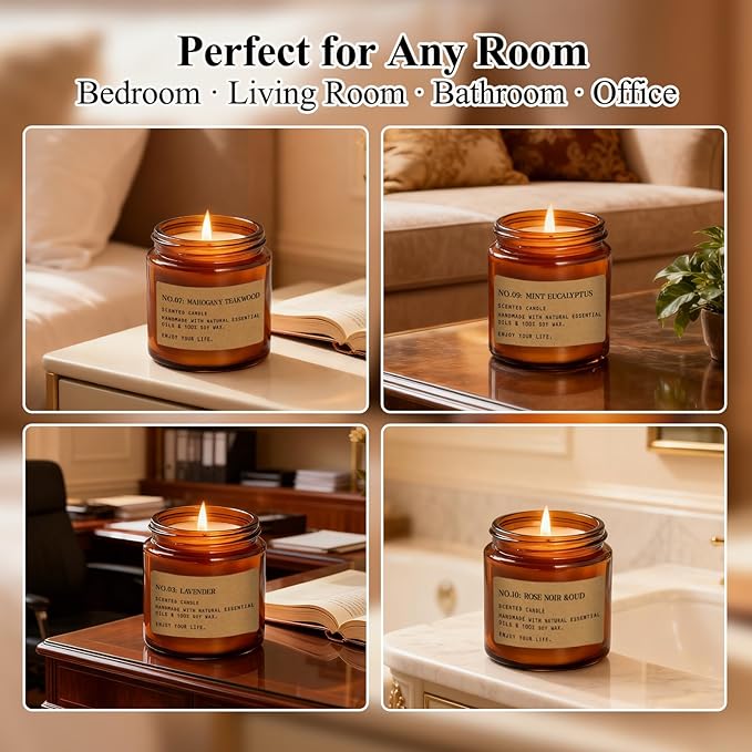 Scented Candles for Home,12 Pack Aromatherapy Candles for Home Scented, Aromatherapy Jar Candle Gifts for Women, Natural Soy Wax Amber Candle Set, Scented Candles Set for Birthday Present