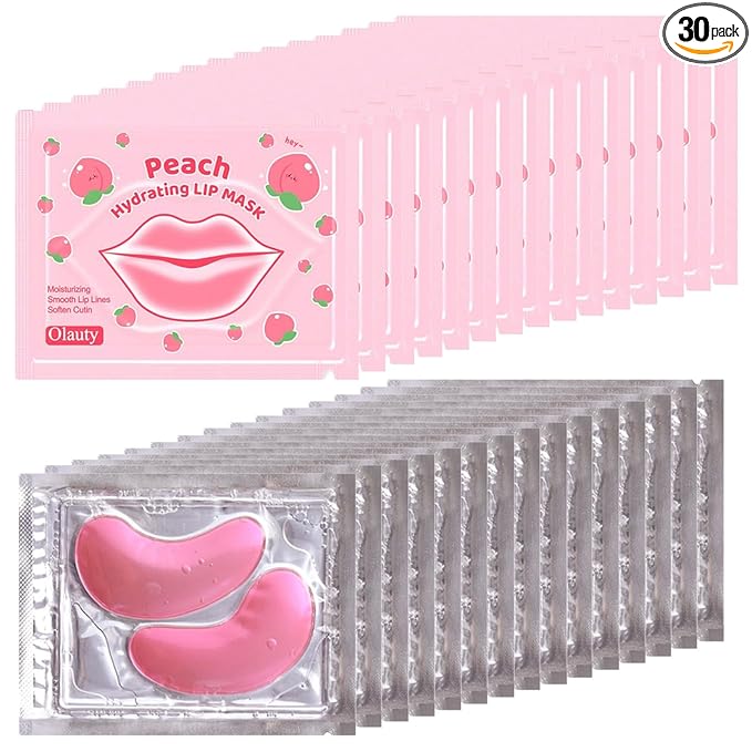 30Pairs Eye Mask & Lip Mask,Under Eye Patches for Puffy Eyes,Lip Mask Skincare,Mothers Day Gifts,Teacher Appreciation Gifts,Bridesmaid Gifts,Bulk Gifts,Bachelorette Party Favors,Birthday Party Favors