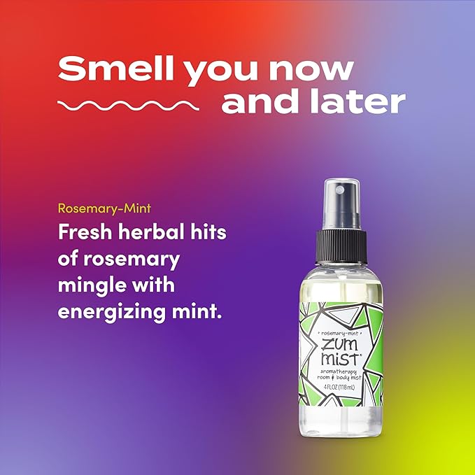 Indigo Wild Zum Mist Room & Body Spray - Aromatherapy Essential Oil Spray - Natural Body Mist & Room Spray - Rosemary-Mint Scent - 4 fl oz