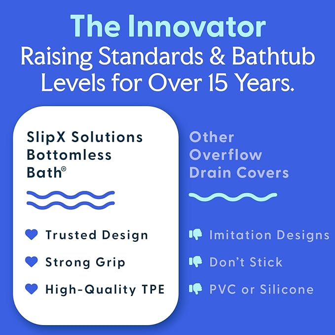 SlipX Solutions Bottomless Bath, Essential Overflow Drain Cover for Bathtub, Best Bath Accessories for Women, Adds Inches of Water to Your Tub for Deeper Soak, 4" Diameter, Pink