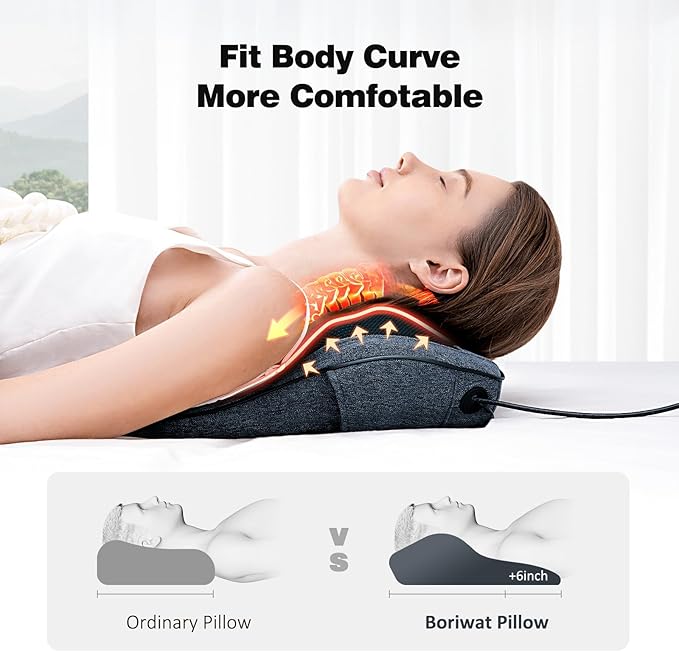 Boriwat Neck Massager with Heat, Back Massager & Deep Tissue Massager, 3D Kneading Massage Pillow for Neck, Back, Shoulder, Leg, Gifts Men Women Mom Dad, Stress Relax at Home Office and Car (Blue)