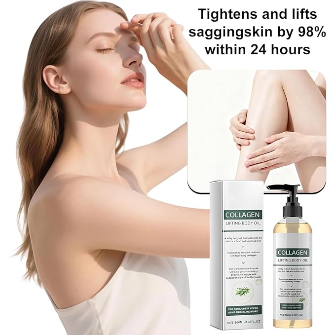 Collagen Lifting Body Oil After Shower, Hydrating Collagen Oil For Body, Moisturizing Anti Aging for Women & Men, Helps Soften Appearance of Crepey Skin for All Skin Types, 3.8 Fl Oz