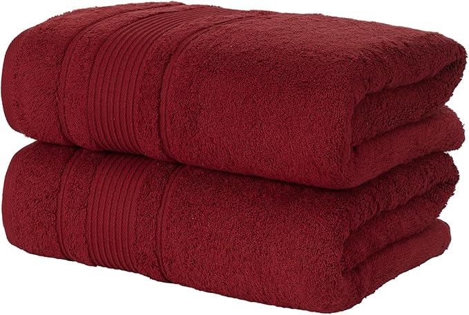 Personalize Your Towels with Custom Embroidery: Names, Monograms, and Initials. Perfect for Bathroom, Spa, Gym, Shower, Kids, Adults, Pool, Travel, Gifts, 2-Piece Bath Towels Set - Burgundy