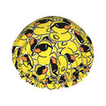 Cute Ducks Shower Cap For Women Reusable Waterproof Double Layers Bath Cap Hair Protection Elastic Ladies Spa Salon Shower Hat