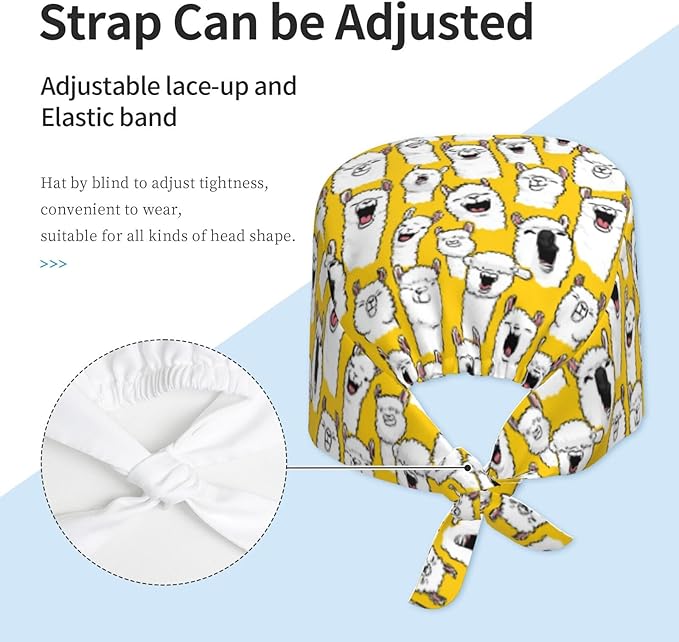 Alligator Ice Cream Working Cap, Scrub Cap with Sweatband, Adjustable Tie Back Hat Breathable Headgear for Women/Men