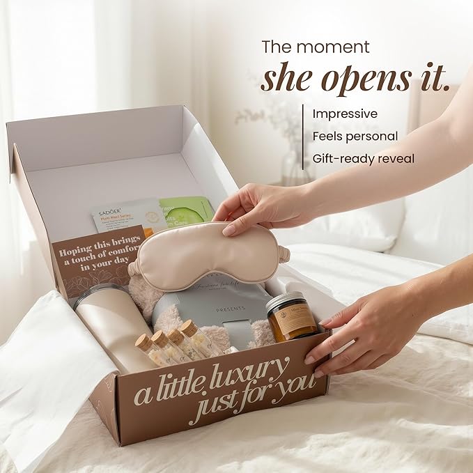 Opulent Luxury Self Care Gifts for Women - Hug in a Box Comfort Care Package - Spa Mothers Day Gift Set with 40 oz Tumbler & Cozy Blanket - Ideal for Thinking of You, Birthday, Sympathy & Corporate