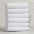 Great Bay Home White/Green Hand Towel Set - Ultra-Soft Cotton, Boho-Chic Border Design - 6 Hand Towels (28" x 16") - Absorbent, Quick-Dry, Lightweight Bathroom Towels