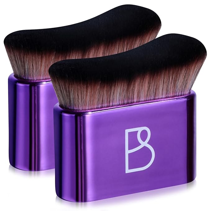 BS-MALL Self Tanning Body Brush Makeup Brushes Set of 2 – Multi-Purpose Body Brush & Ultra-Soft Synthetic Bristles, Perfect for Face & Body Application & Travel & Daily Use (Bright Purple)