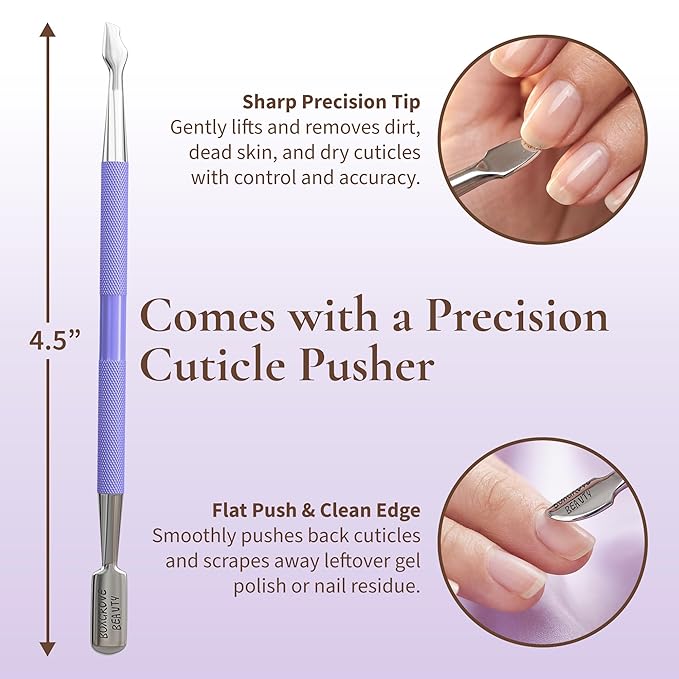 Professional Cuticle Cutter & Pusher Trimmer Manicure Tools with Double Spring – Perfect Nail Care Tool for Manicure & Pedicure Beauty at Home/Spa/Saloon (Purple Pack of 2)