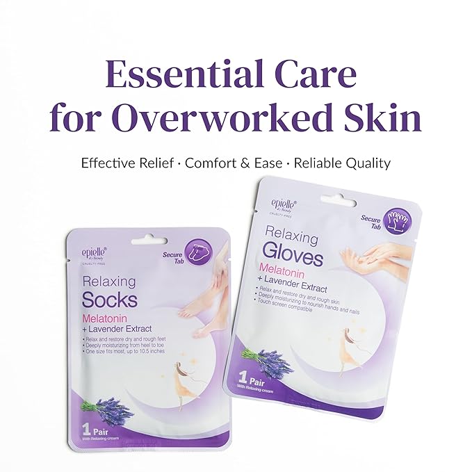 Epielle Relaxing Foot Mask 6 Pairs, Soften and Restore with Melatonin & Lavender Extract, Deep Moisturizing Socks for Dry, Cracked Feet, Self Care Gifts for Women, Spa Kit, Mothers Day Gifts