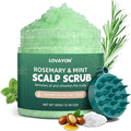 Rosemary Scalp Scrub & Exfoliator for Fuller Hair - Sea Salt & BHA Scalp Treatment with Silicone Massager Brush - Deep Cleanser for Oily Roots, 10.58oz